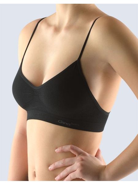 Dámský top s úzkými ramínky, úzká ramínka, bezešvé, jednobarevné Bamboo PureLine 07010P - černá