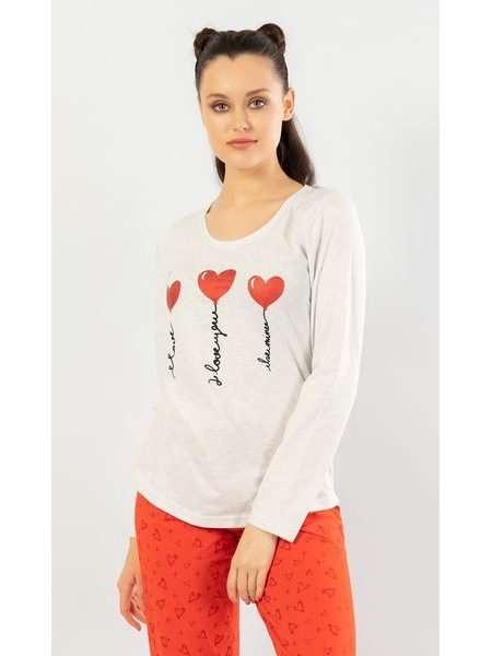 Dámské pyžamo dlouhé I love you - světle šedá