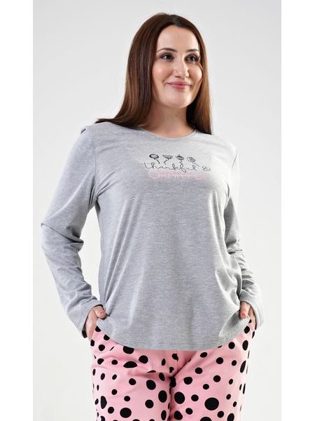 Dámské pyžamo dlouhé Simona - šedá