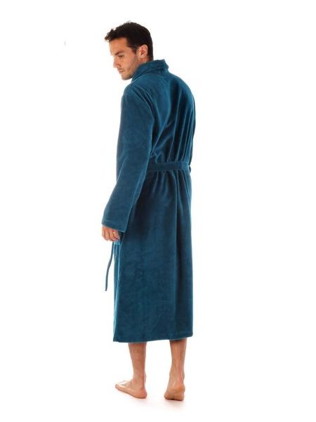 Unisex dlouhý savý župan se šálovým límcem TAMPA petrolejová