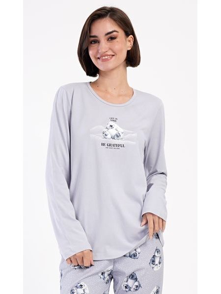 Dámské pyžamo dlouhé Polar bear - šedá