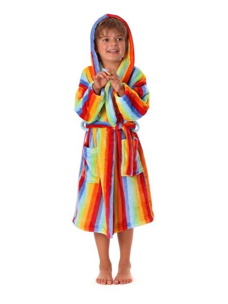 Dětský dlouhý župan s kapucí CAPRI duhová