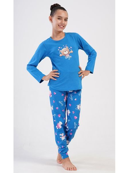 Dětské pyžamo dlouhé Méďa I love you - modrá