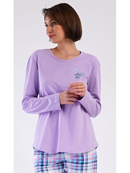 Dámské pyžamo dlouhé Happiness - fialová