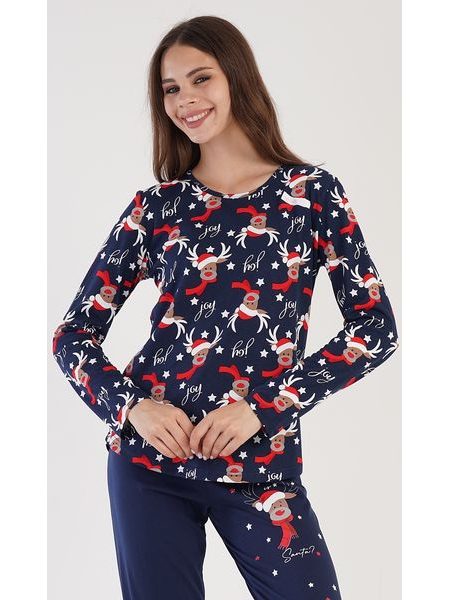 Dámské pyžamo dlouhé Sob - tmavě modrá