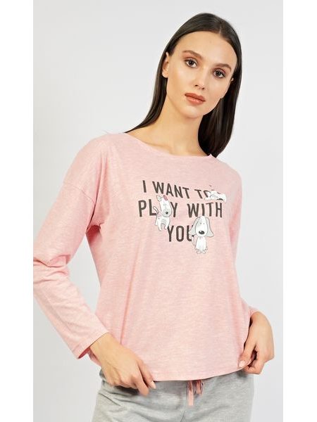 Dámské pyžamo dlouhé Veronika - světle lososová