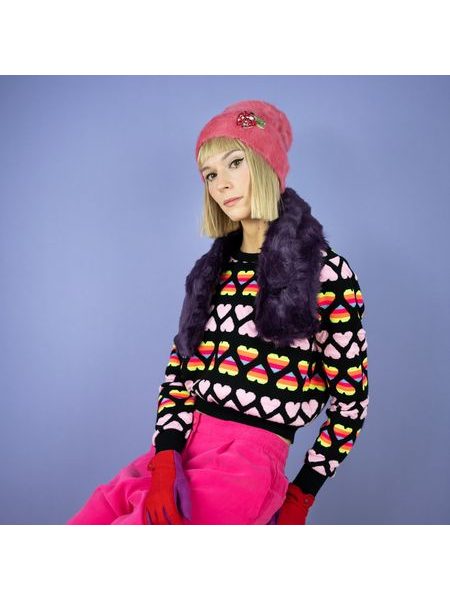 Elegantní kožešinová štola fialová