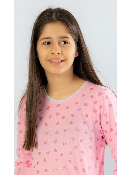 Dětské pyžamo dlouhé Srdíčko - světle růžová