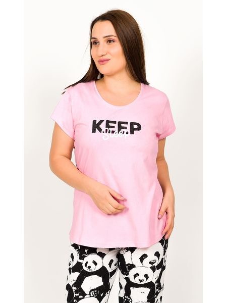Dámské pyžamo kapri Keep sleep - světle růžová