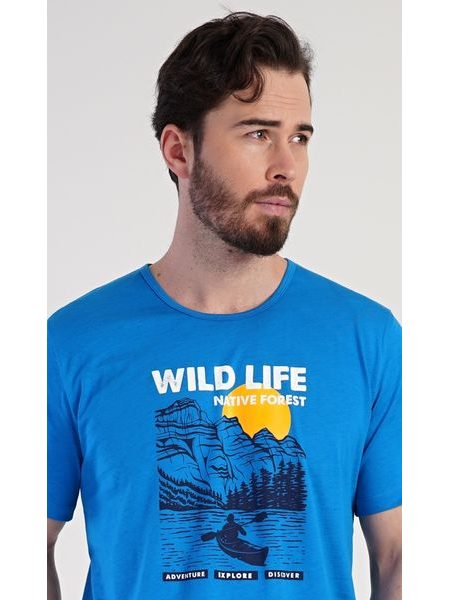 Pánské pyžamo kapri Wild life - modrá