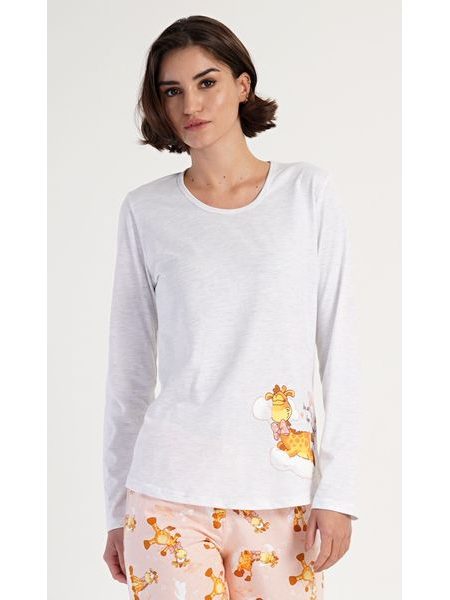Dámské pyžamo dlouhé Žirafa - světle šedá