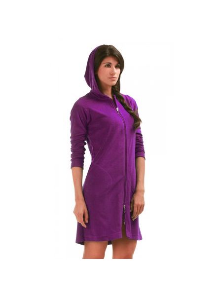 Dámský 3/4 župan s kapucí a dlouhým rukávem BARI Sparkling grape