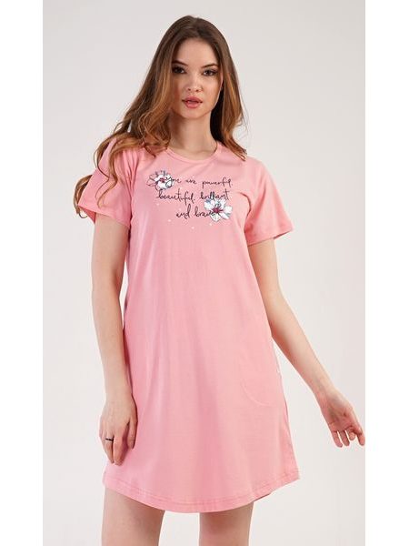 Dámské domácí šaty s krátkým rukávem Betty - lososová