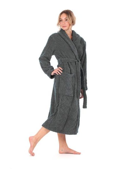 Dámský dlouhý župan se šálovým límcem ATHENA antracitová