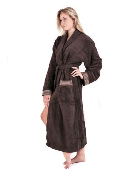 Pánský bambusový župan dlouhý se šálovým límcem BOSTON kávová