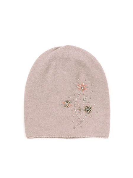 Čepice s korálky béžová