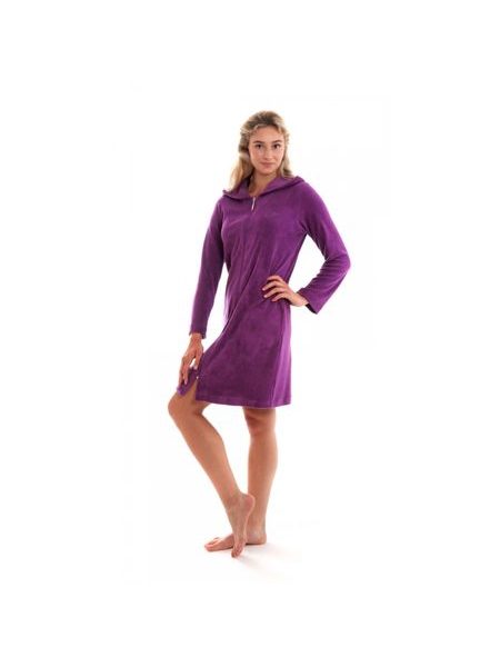 Dámský 3/4 župan s kapucí a dlouhým rukávem BARI Sparkling grape