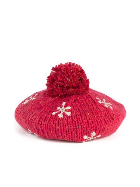 Čepice s vločkami červená