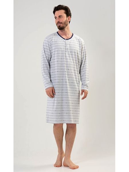 Pánská noční košile s dlouhým rukávem Filip - šedá