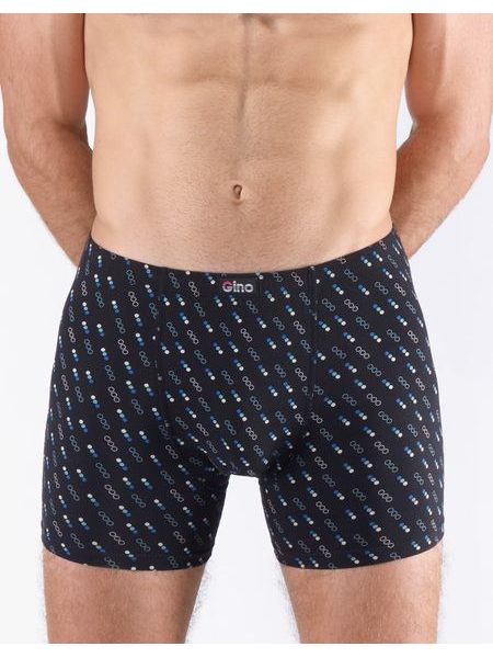 Pánské boxerky s delší nohavičkou, delší nohavička, šité, s potiskem 74171P - černá pomnenková