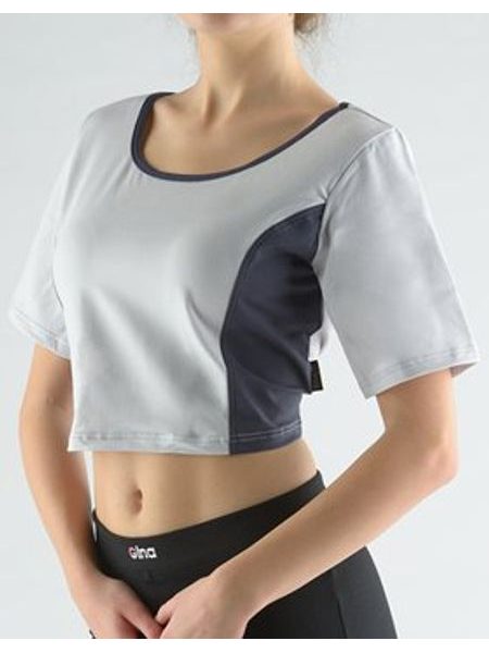 GINA dámské top tričko, krátký rukáv, šité 97012P - šedobílá tm.popel