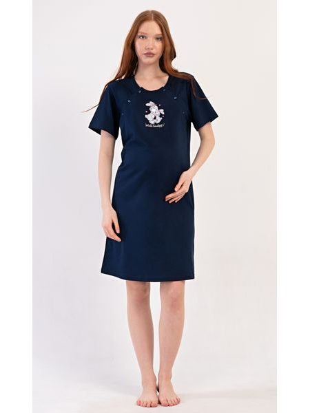 Dámská noční košile mateřská Zajíčci - vínová