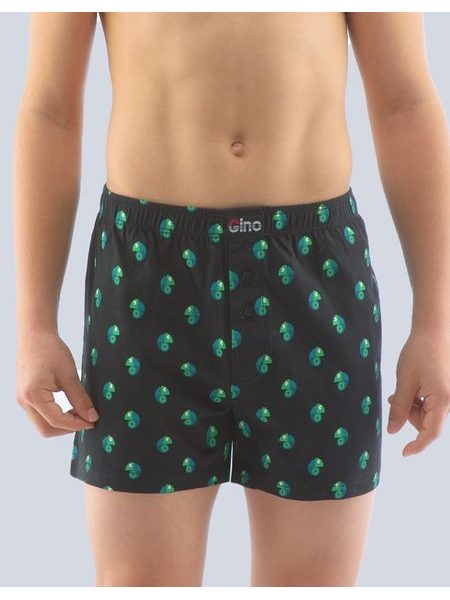 GINA dětské trenky volné chlapecké, šité, s potiskem 25013P - černá máta