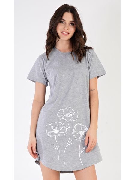 Dámská noční košile s krátkým rukávem Leontýna - světle šedá