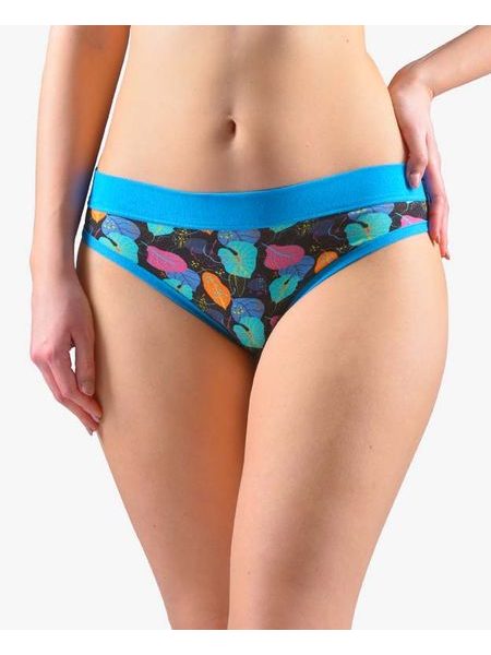 Dámské kalhotky bokové se širokým bokem, širší bok, šité, s potiskem Disco XVII 16169P - černá atlantic