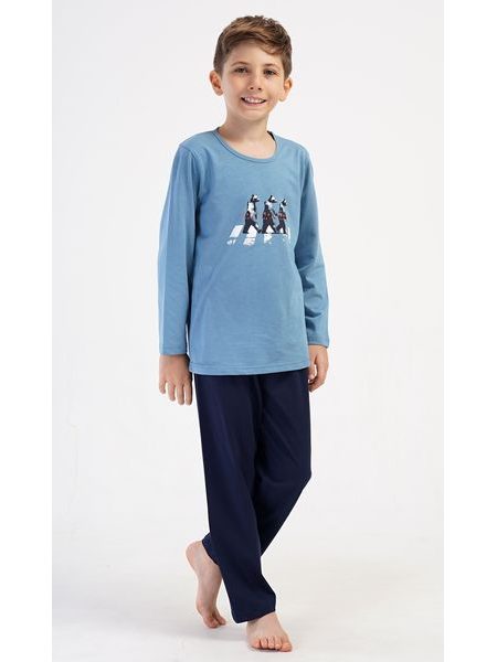 Dětské pyžamo dlouhé Tobias - modrošedá