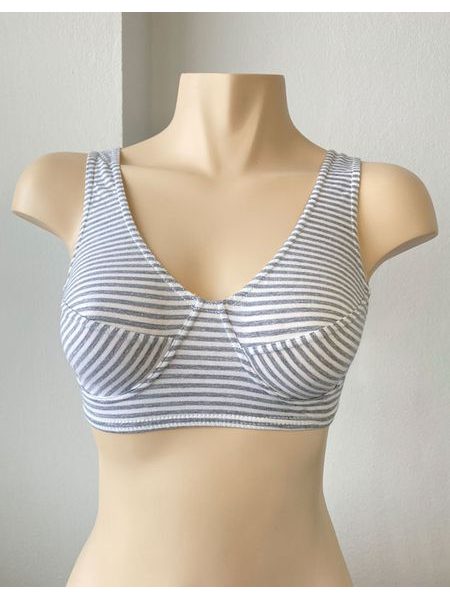 Dámská podprsenka sportovní, bez kostice, šité, jednobarevné 97025P - bílá šedá