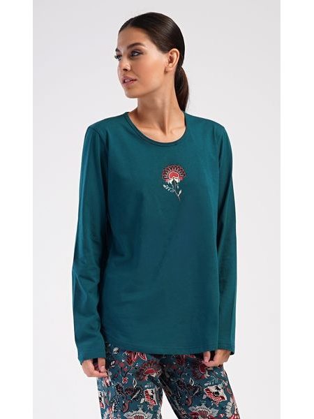 Dámské pyžamo dlouhé Jasmína - petrolejová