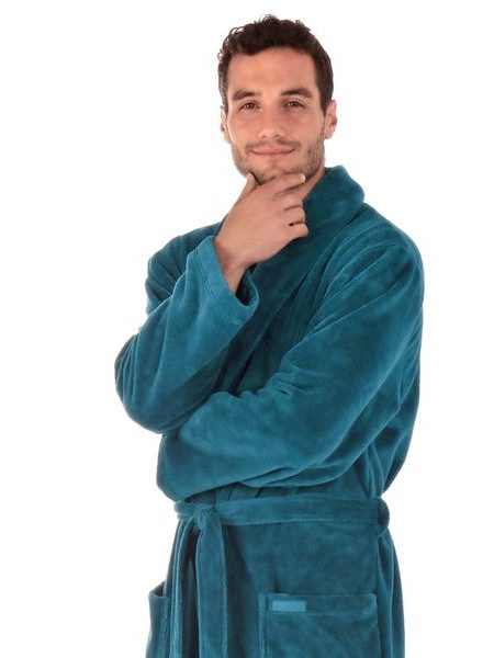 Unisex dlouhý savý župan se šálovým límcem TAMPA petrolejová