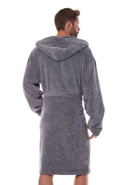 Pánský župan Master šedý s výšivkou znaku