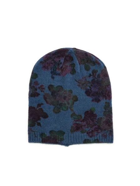 Čepice s květinovým potiskem modrá