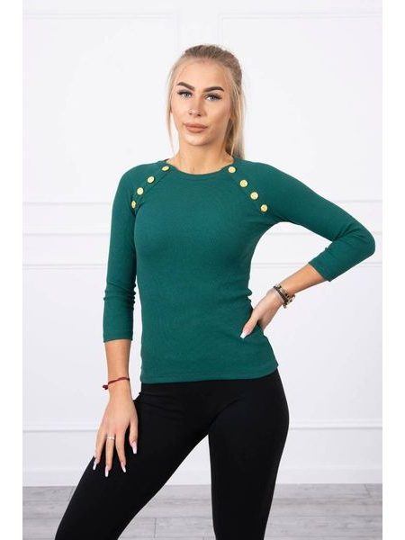 Tričko s ozdobnými knoflíky, zelená