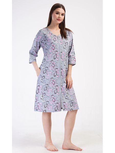 Dámské domácí šaty s tříčtvrtečním rukávem Miana - šedá