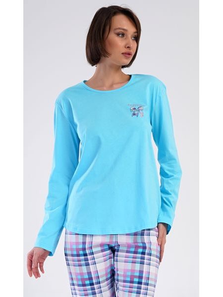Dámské pyžamo dlouhé Happiness - tyrkysová
