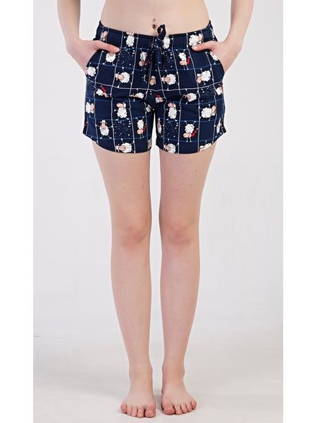 Dámské pyžamové šortky Ovečky - tmavě modrá