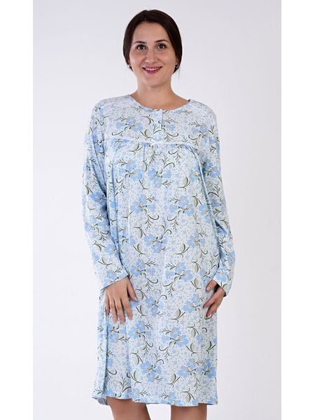 Dámská noční košile s dlouhým rukávem Estela - modrá