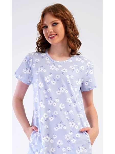 Dámské domácí šaty s krátkým rukávem Nature lover - světle modrá