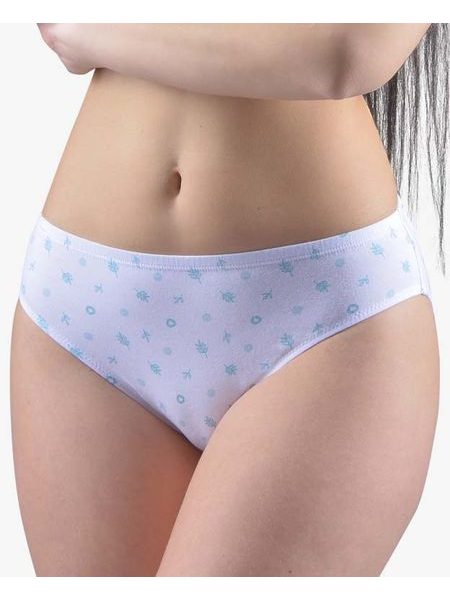 GINA dámské kalhotky klasické, širší bok, šité, s potiskem 10281P - bílá aqua