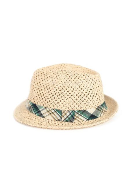 Klobouk letní se zelenou kostkovanou mašlí