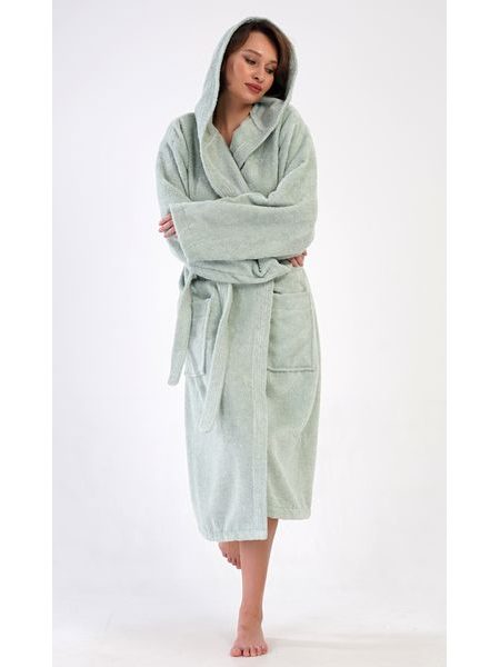 Dámský župan dlouhý s kapucí Máta - mátová