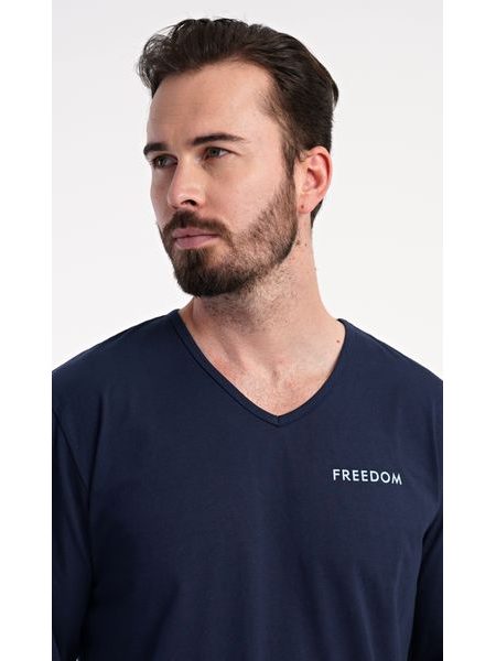 Pánské pyžamo dlouhé Freedom - tmavě modrá