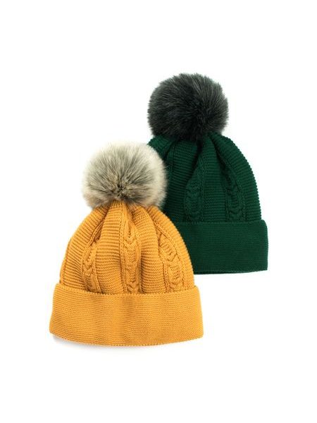 Zimní čepice s bambulí, světle béžová