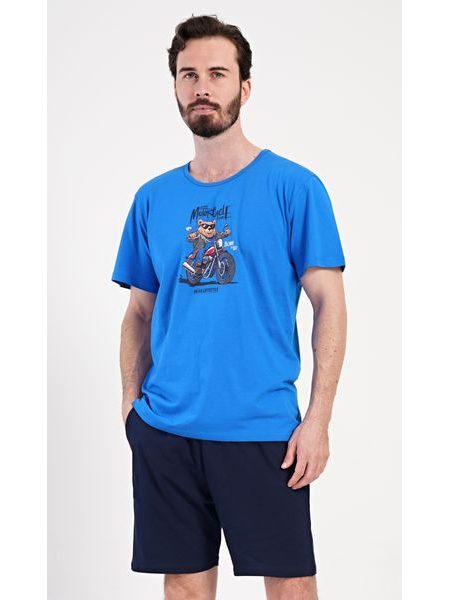 Pánské pyžamo šortky Motorkář - modrá