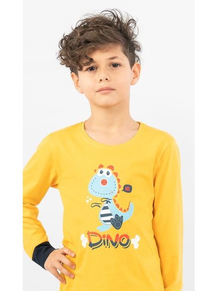 Dětské pyžamo dlouhé Dino - žlutá