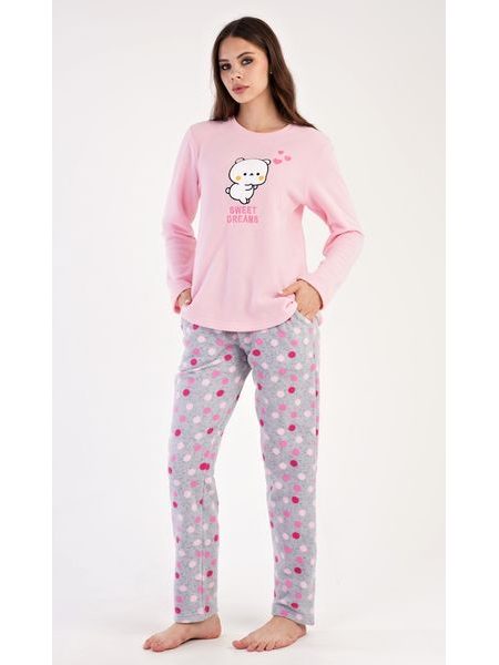 Dámské pyžamo dlouhé Kotě - světle růžová