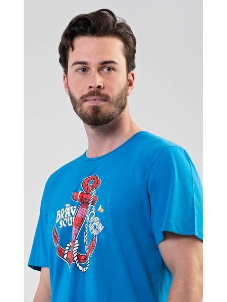 Pánské pyžamo šortky Kotva - modrá